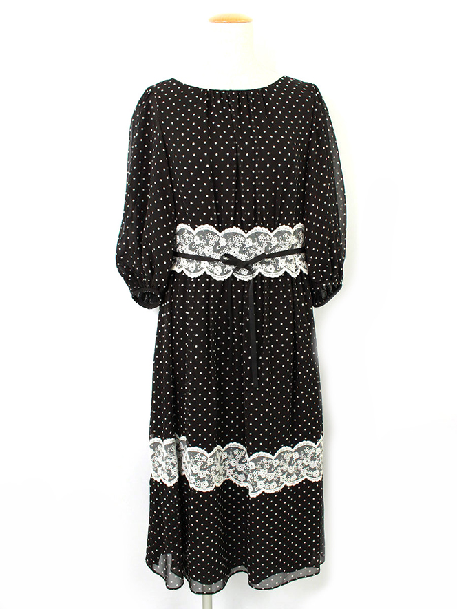 ワンピース Dot x Lace Dress 811361 2018年ブラック