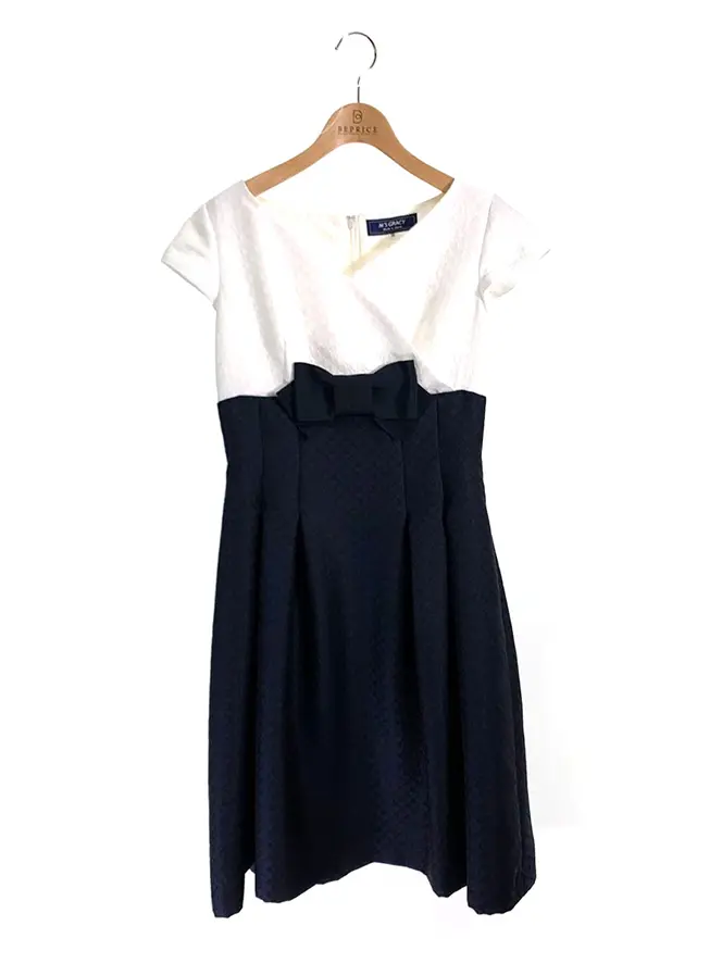 ワンピース White x Navy Elegant Dress 911301 2019年ネイビー