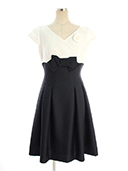 ワンピース White x Navy  Elegant Dress 911301 2019年ネイビー