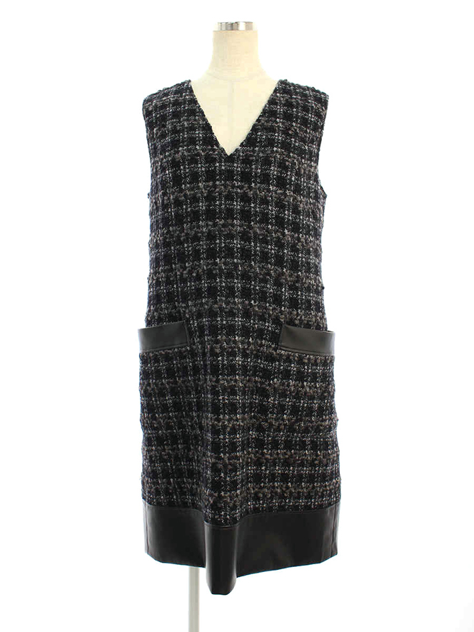 ワンピース 40431 Dress Back Leather Tweed 2019年 ブラックブラック