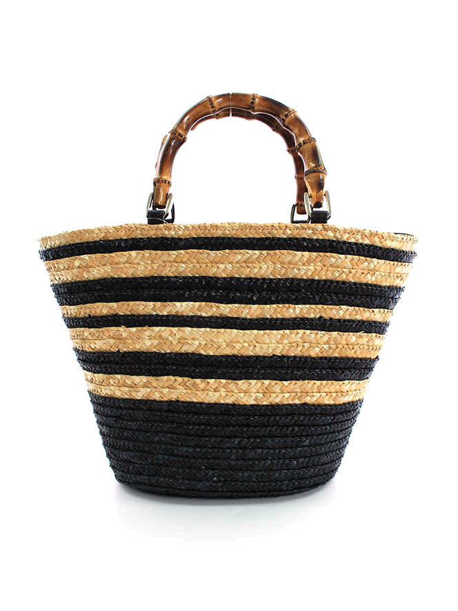 ハンドバッグ バンブーハンドル Basket Bag ブラック