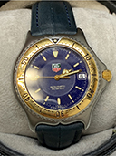 腕時計 自動巻 デイト 200M コンビ 青文字盤 革ベルト WI2151 ゴールド