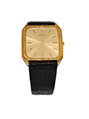 腕時計 クオーツ クレドール 18KT 革ベルト ゴールド文字盤 スクエア 9570-5040 ブラック