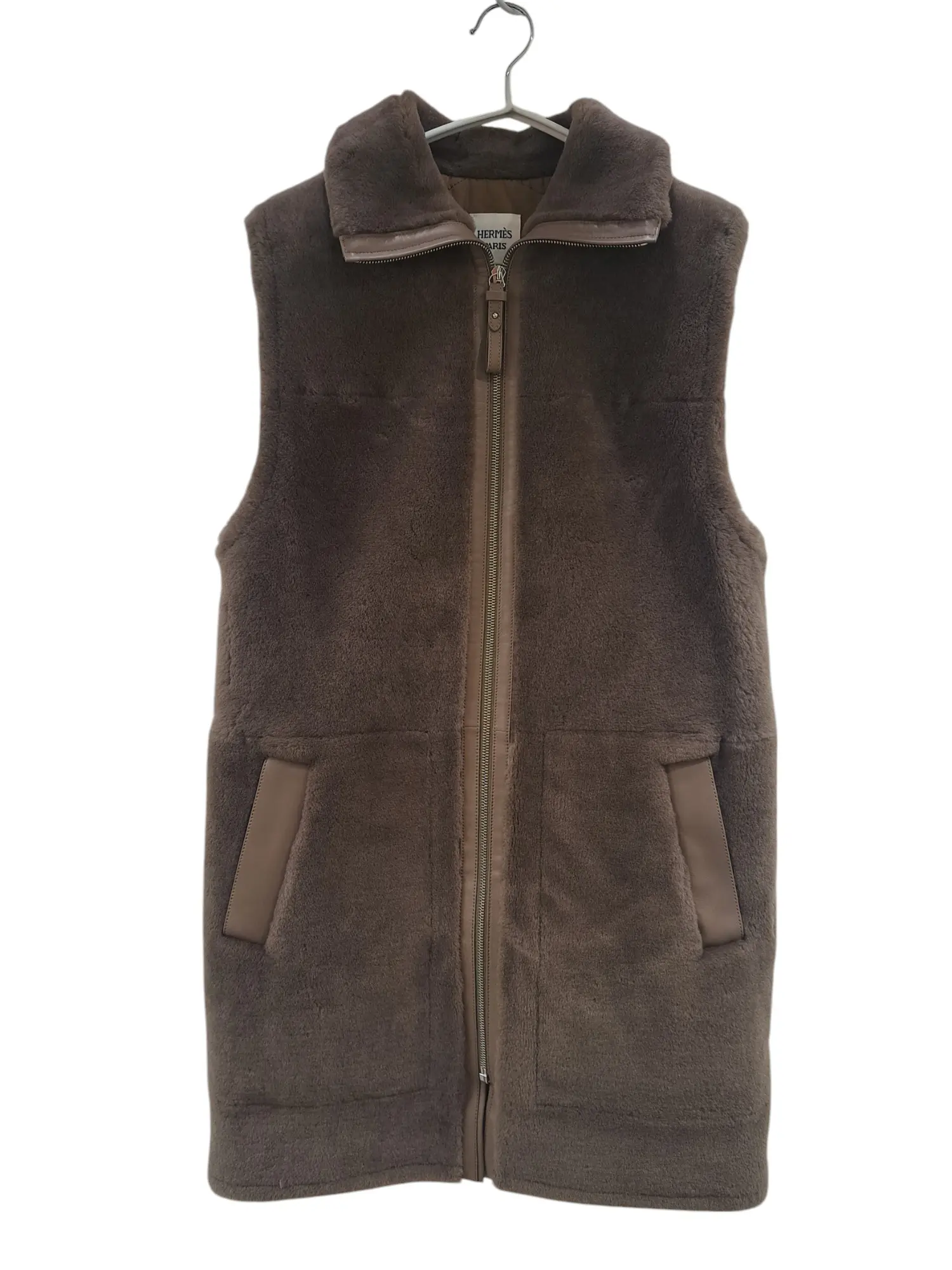 Long vest H4H1244D5 ロングムートンベスト 34 グレージュ 24
