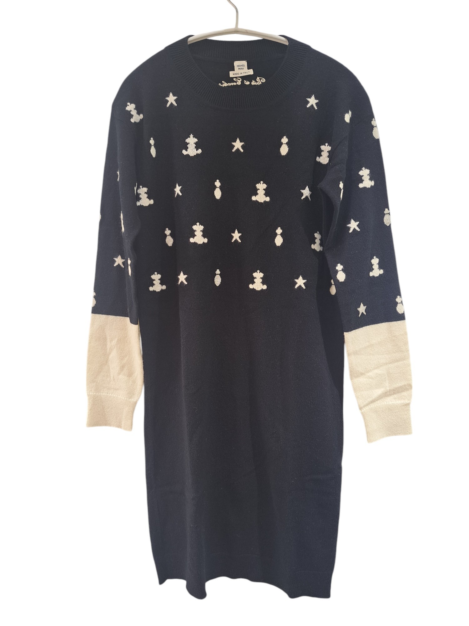 16-7700 ワンピース 38 ブラック カシミヤ スター 星モチーフ