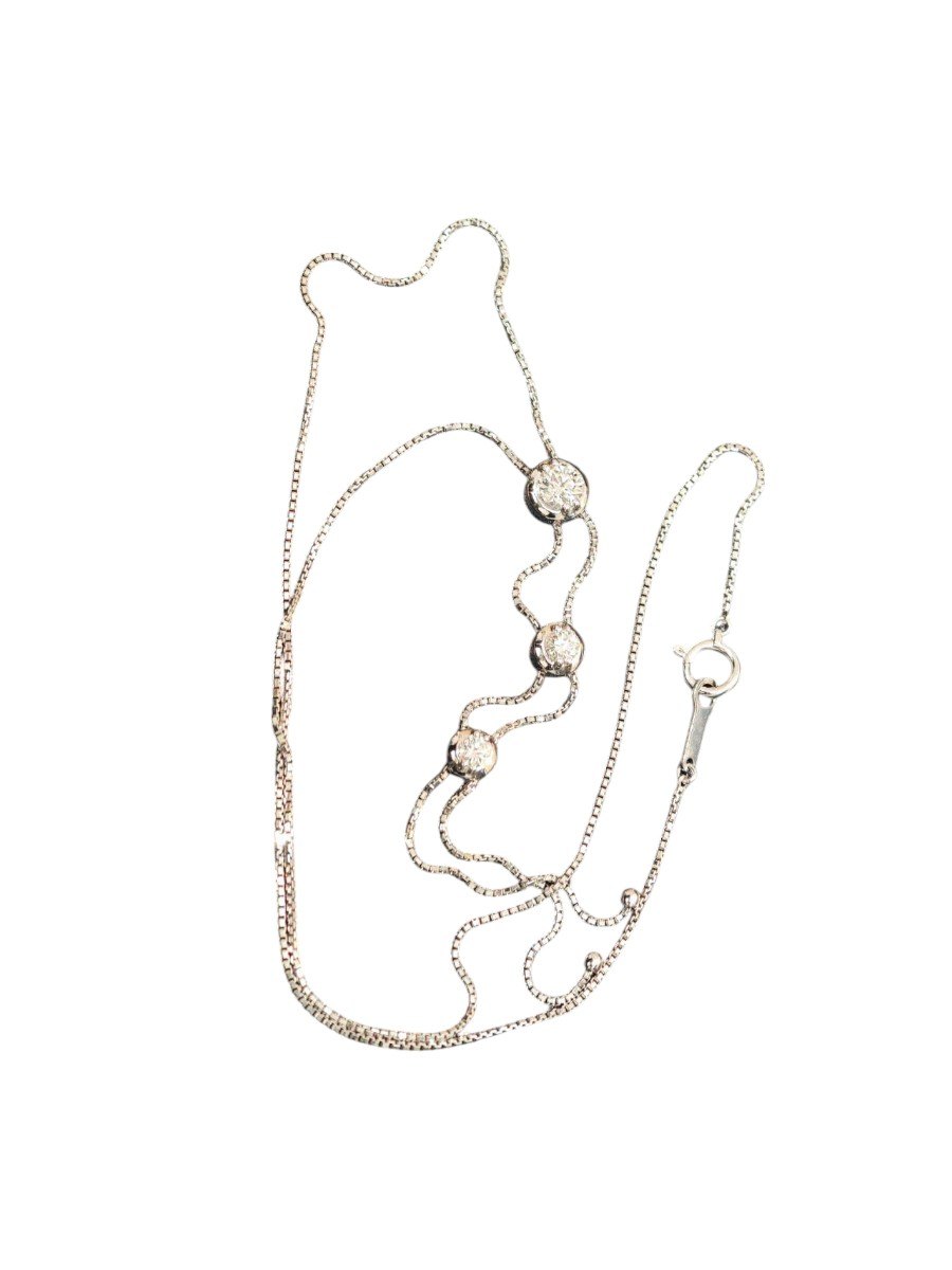 トリロジー ダイヤモンド ネックレス K18WG