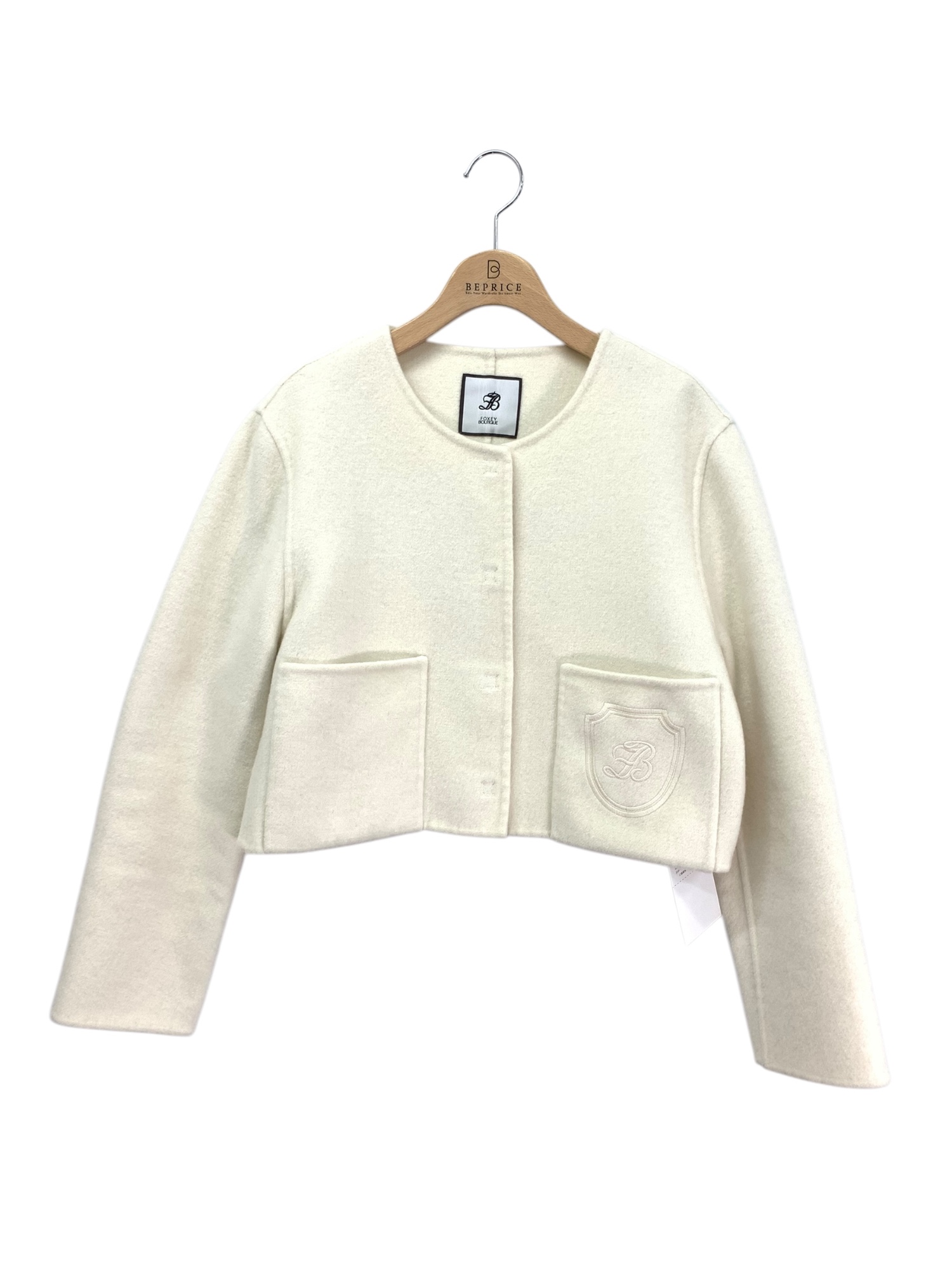 JACKET DAPHINE 43980 ノーカラージャケット 38 アイボリー カシミヤ