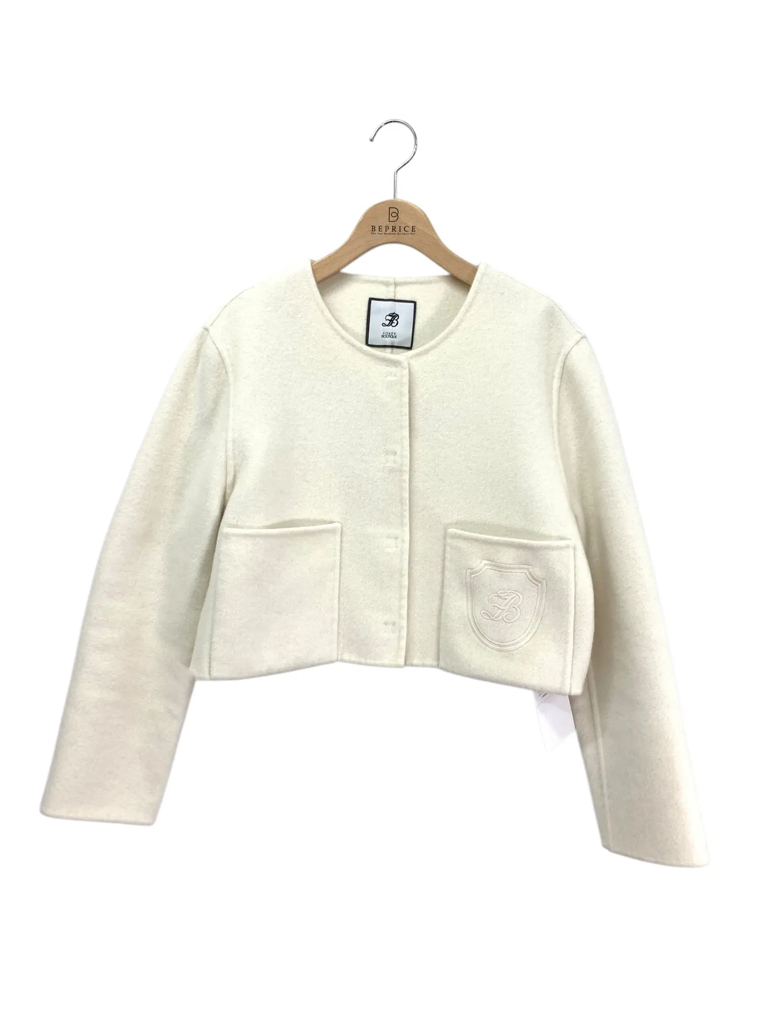 JACKET DAPHINE 43980 ノーカラージャケット 38 アイボリー カシミヤ