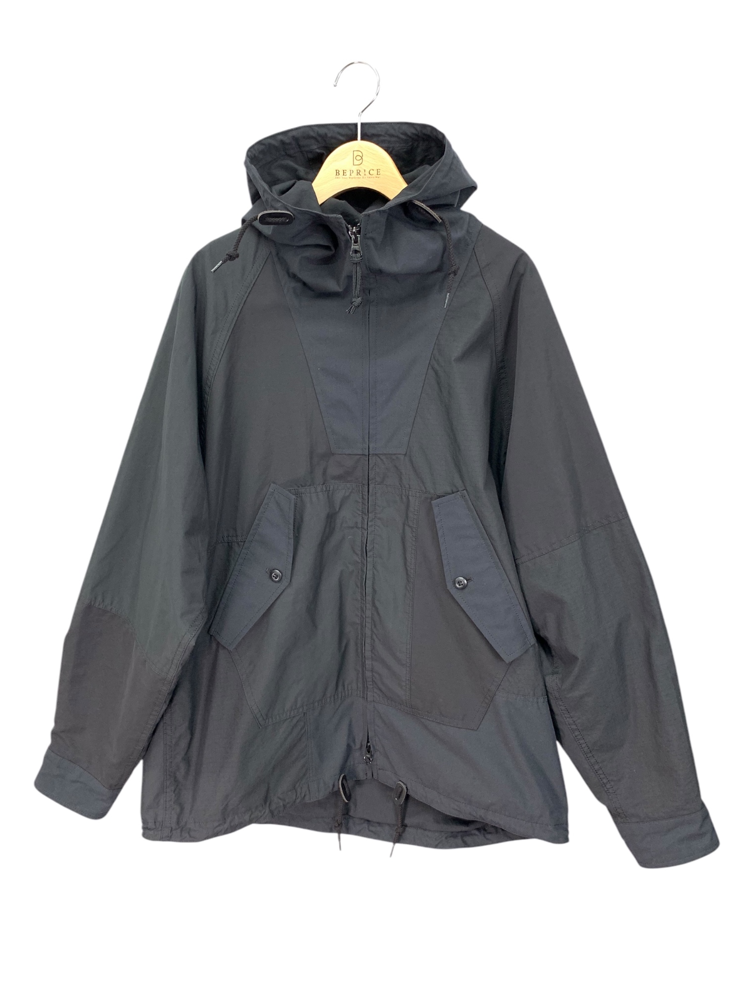 Cotton nylon cloth x multi-material hood blouson HN-J009 S ブラック ‘24AW