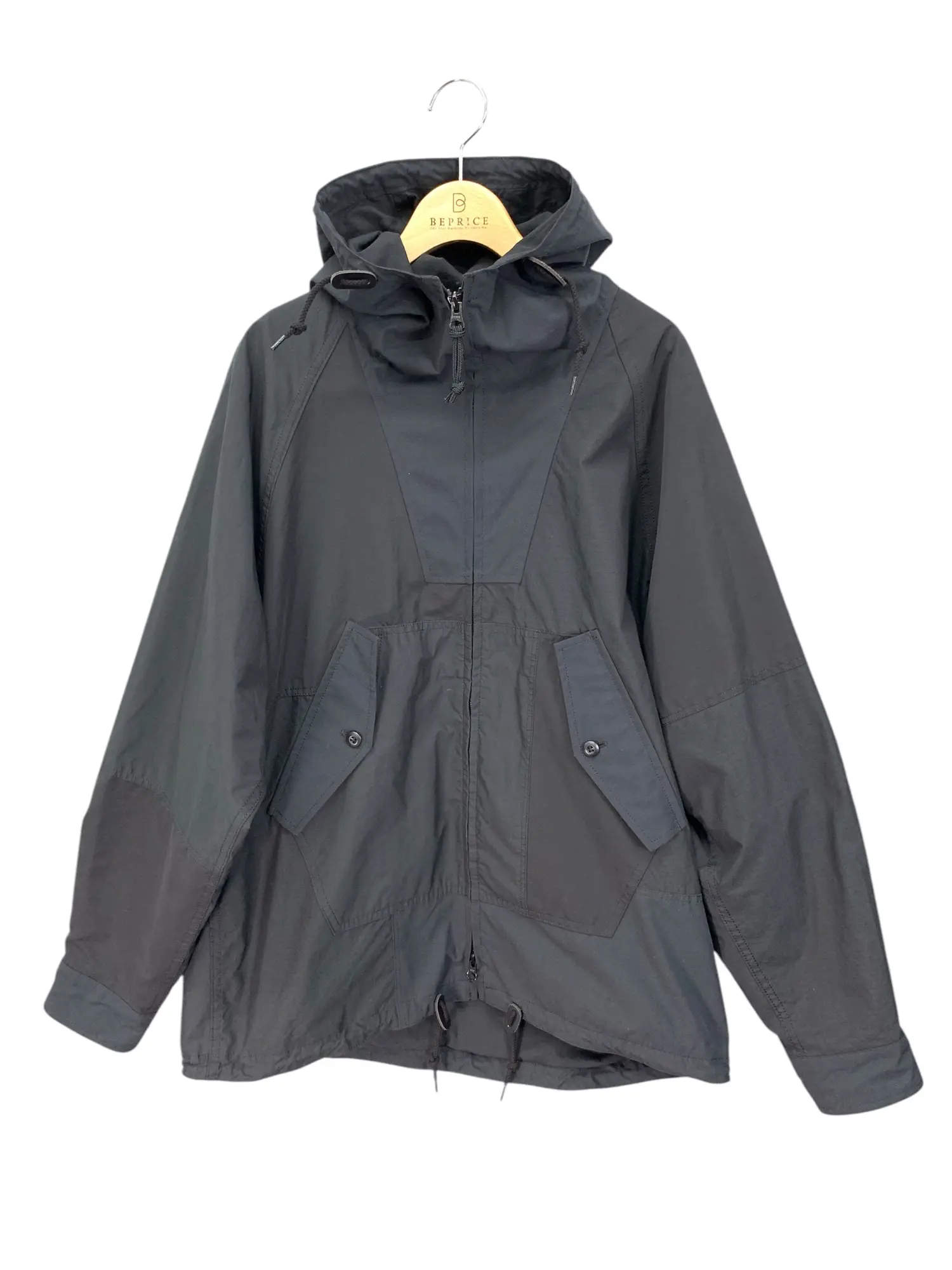 Cotton nylon cloth x multi-material hood blouson HN-J009 S ブラック ‘24AW